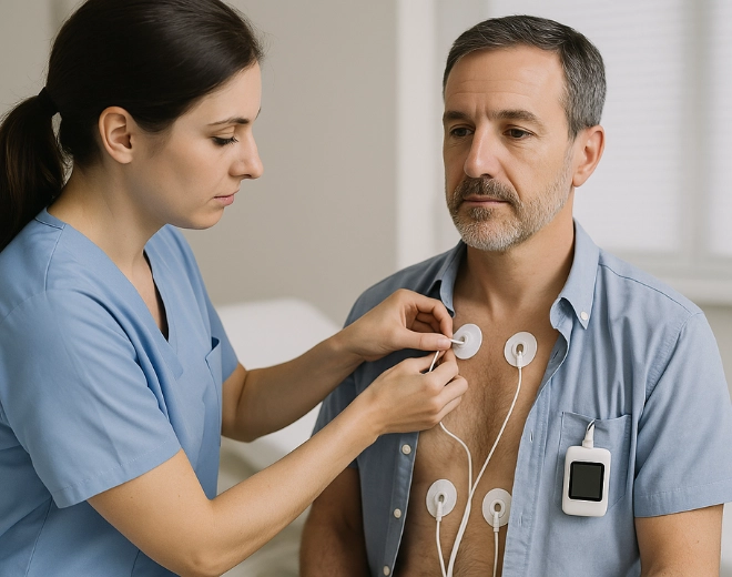 Holter cardiaco ECG dinamico nei Centri Medici Ergéa per il monitoraggio continuo del ritmo cardiaco