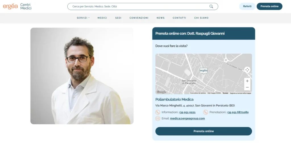 Esempio di prenotazione tramite la pagina del medico